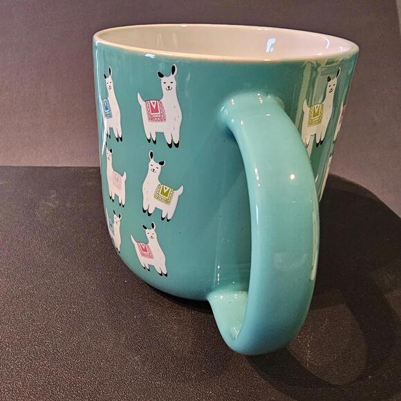 Llama Mug Blue White Clay Art Cute Artsy Boho - Picture 6 of 10